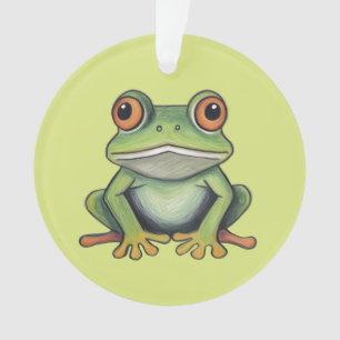 Kleurpotlood tekening kikker ornament