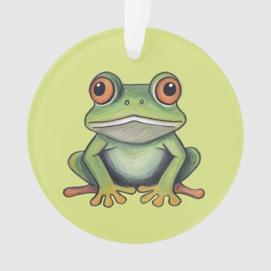 Kleurpotlood tekening kikker ornament (voorkant)