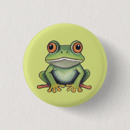 Kleurpotlood tekening kikker ronde button 3,2 cm