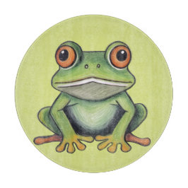 Kleurpotlood tekening kikker snijplank