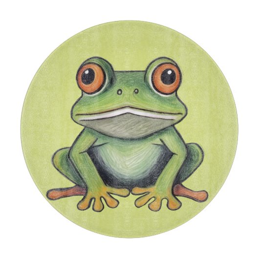 Kleurpotlood tekening kikker snijplank (Voorkant)