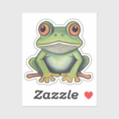 Kleurpotlood tekening kikker sticker (Vel)