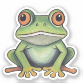Kleurpotlood tekening kikker sticker
