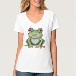 Kleurpotlood tekening kikker t-shirt