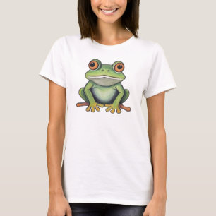 Kleurpotlood tekening kikker t-shirt
