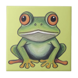 Kleurpotlood tekening kikker tegeltje