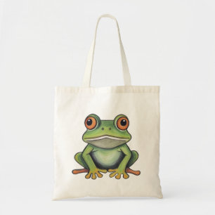 Kleurpotlood tekening kikker tote bag