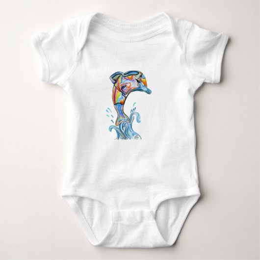 Kleurpotlooddolfijn die uit het water springt romper (Voorkant)