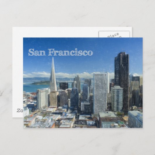 Kleurpotloodschets van het centrum van San Francis Briefkaart (Voorkant / Achterkant)