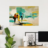 Kleurpracht rond het middaguur – Abstracte figuren Poster (Thuiskantoor)