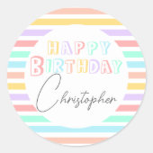 Kleurpret fun streep gelukkige verjaardag ronde sticker (Voorkant)