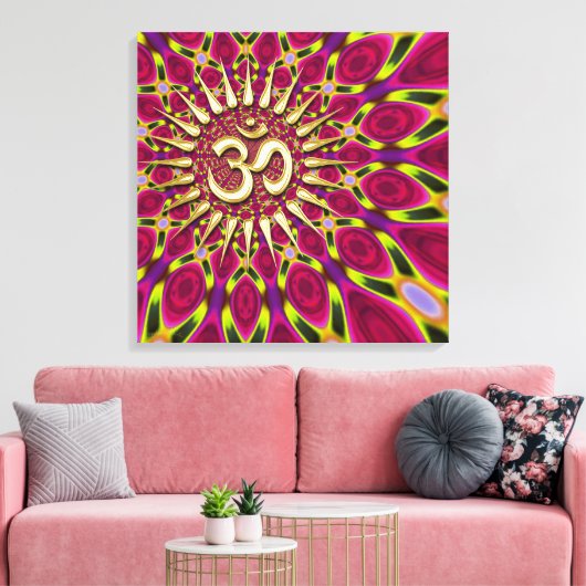 Kleurrays Gold om Sign Psychedelic Canvas (Insitu (Woonkamer))