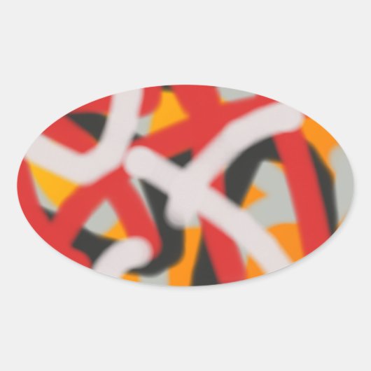 kleurrijk 0748 abstracte kunst ovale sticker (Voorkant)