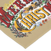 Kleurrijk 1876 Vrolijk Kerstfeest Lange Tafelloper (Hoek)