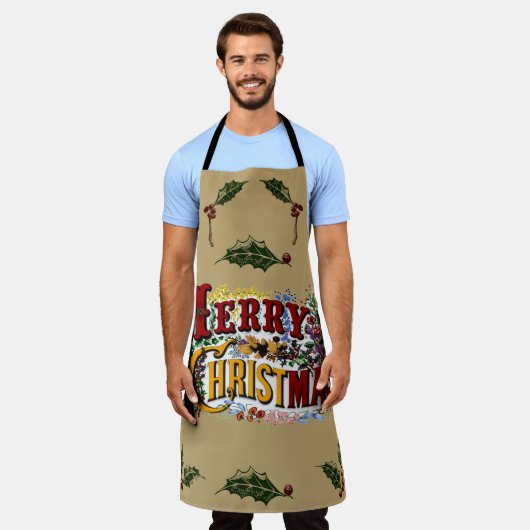 Kleurrijk 1876 Vrolijk Kerstfeest Schort (Gedragen)
