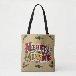 Kleurrijk 1876 Vrolijk Kerstfeest Tote Bag