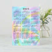 Kleurrijk 2023-rooster, volledig jaar Faux-hologra Programmakaart (Staand voorkant)