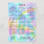 Kleurrijk 2023-rooster, volledig jaar Faux-hologra Programmakaart (Voorkant)