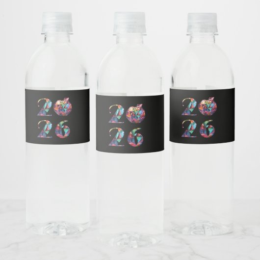 Kleurrijk 2026- waterfles etiket (Flessen)
