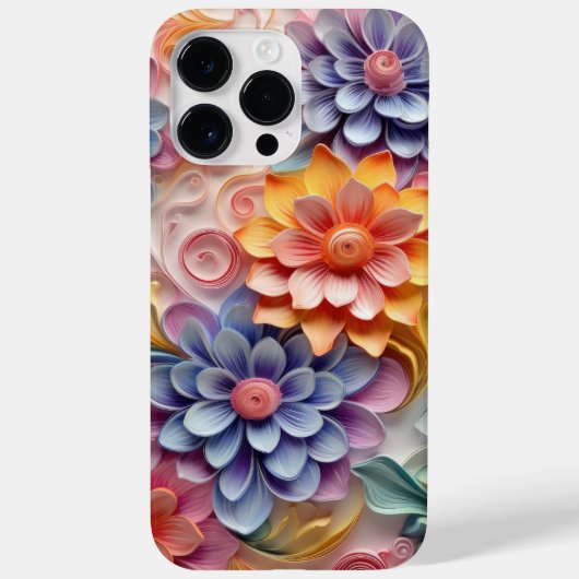 KLEURRIJK 3-D QUILL PAPER LOOK BLOEMENPATRONEN Case-Mate iPhone CASE (Achterkant)