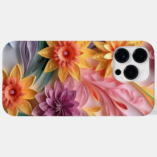 KLEURRIJK 3-D QUILL PAPER LOOK BLOEMENPATRONEN Case-Mate iPhone CASE (Achterkant (horizontaal))