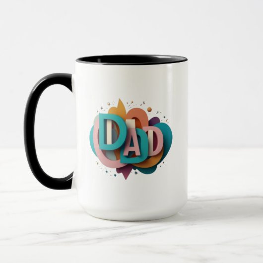 Kleurrijk 3D "DAD" grafisch ontwerp | Coffee Mok (Links)