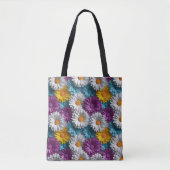 Kleurrijk 3D Daisy Naadloos Patroon Tote Bag (Voorkant)
