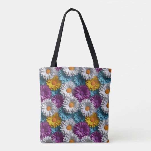 Kleurrijk 3D Daisy Naadloos Patroon Tote Bag (Achterkant)