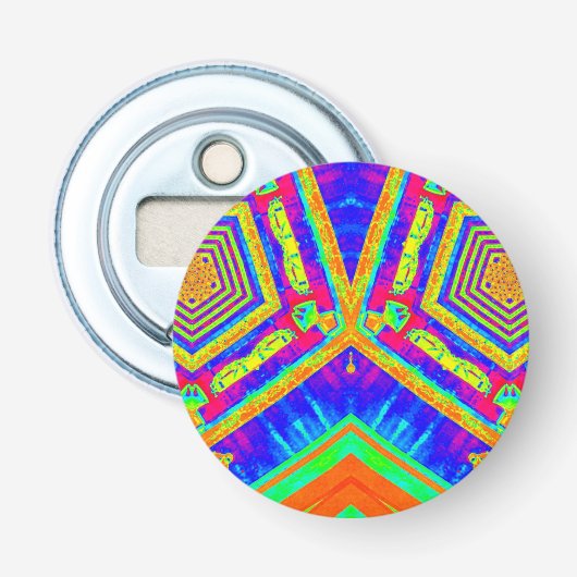 Kleurrijk 3D-patroon ~ Button Flesopener (Voorkant)