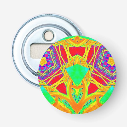 Kleurrijk 3D-patroon ~ Button Flesopener (Voorkant)