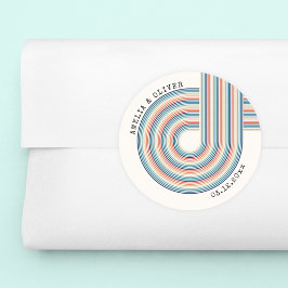 kleurrijk 70's thema Modern Retro Wedding Ronde Sticker