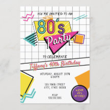 Kleurrijk 80's Feest Uitnodiging