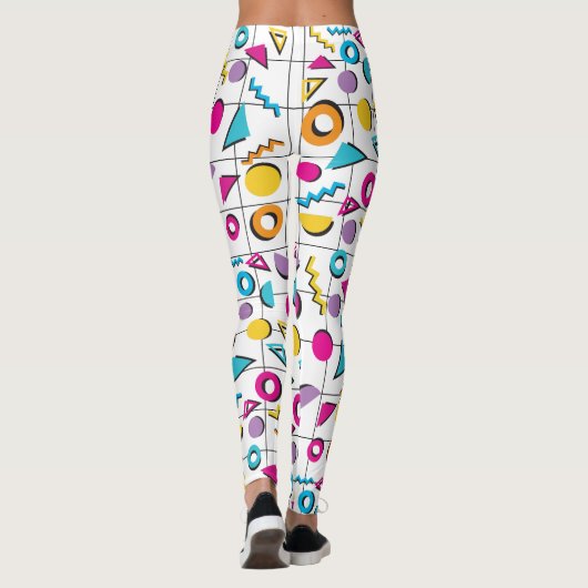 Kleurrijk 80's geometrisch patroon leggings (Achterkant)