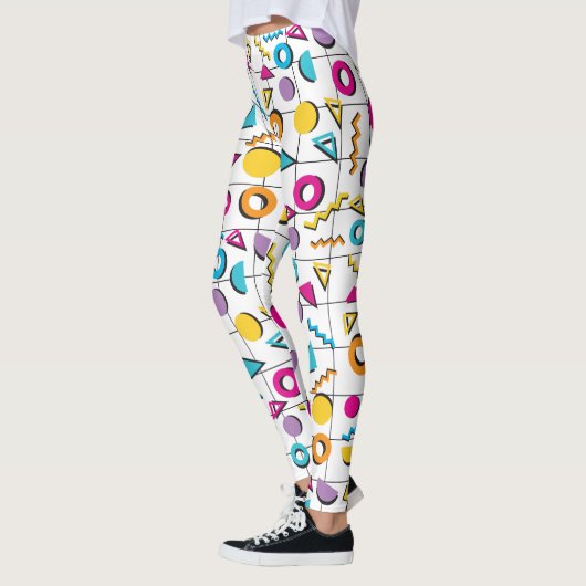 Kleurrijk 80's geometrisch patroon leggings (Links)