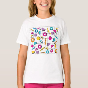 Kleurrijk 80's geometrisch patroon t-shirt