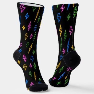 Kleurrijk 80's Neon Bliksem Patroon  Sokken