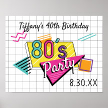 Kleurrijk 80's Party Poster