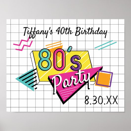 Kleurrijk 80's Party Poster (Voorkant)