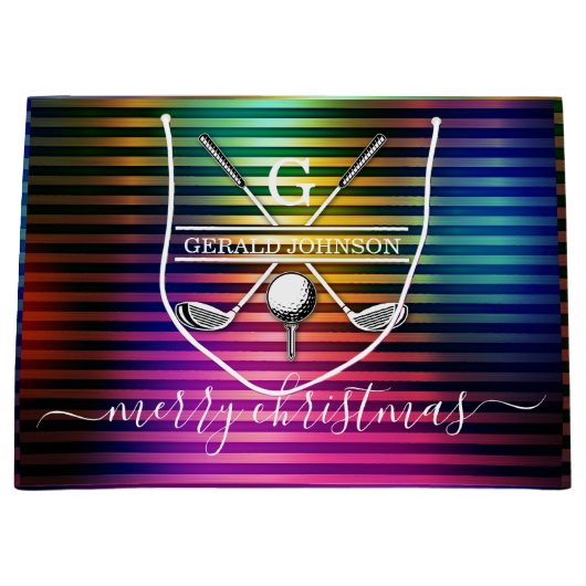 Kleurrijk Aangepaste Elegante Golf Monogram Ontwer Groot Cadeauzakje (Voorkant)