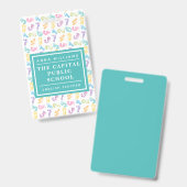 Kleurrijk Aantal Elementary School Wiskunde Leraar Badge (Voor- en achterkant)