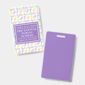 Kleurrijk Aantal Elementary School Wiskunde Leraar Badge (Voor- en achterkant)