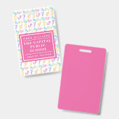 Kleurrijk Aantal Elementary School Wiskunde Leraar Badge (Voor- en achterkant)