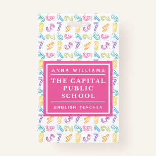 Kleurrijk Aantal Elementary School Wiskunde Leraar Badge