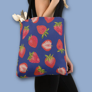Kleurrijk aardbeimotief tote bag