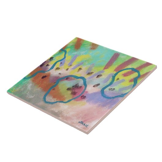 Kleurrijk Abstract Acryl Schilderen Tegeltje (Zijkant)