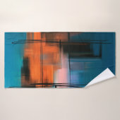 Kleurrijk abstract acrylschilderij. Surreal landsc Badhanddoek (Badhanddoek)