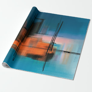 Kleurrijk abstract acrylschilderij. Surreal landsc Cadeaupapier