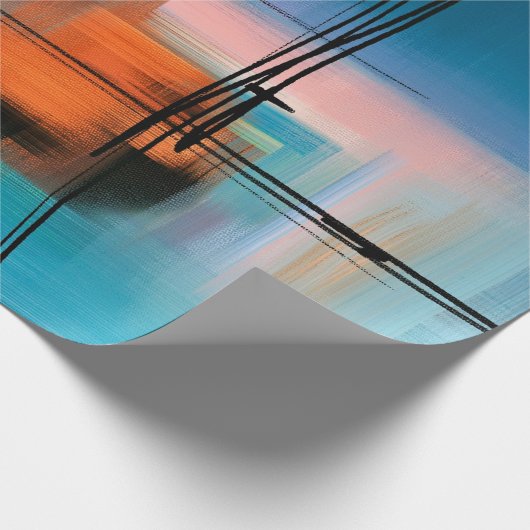 Kleurrijk abstract acrylschilderij. Surreal landsc Cadeaupapier (Hoek)