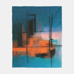 Kleurrijk abstract acrylschilderij. Surreal landsc Fleece Deken