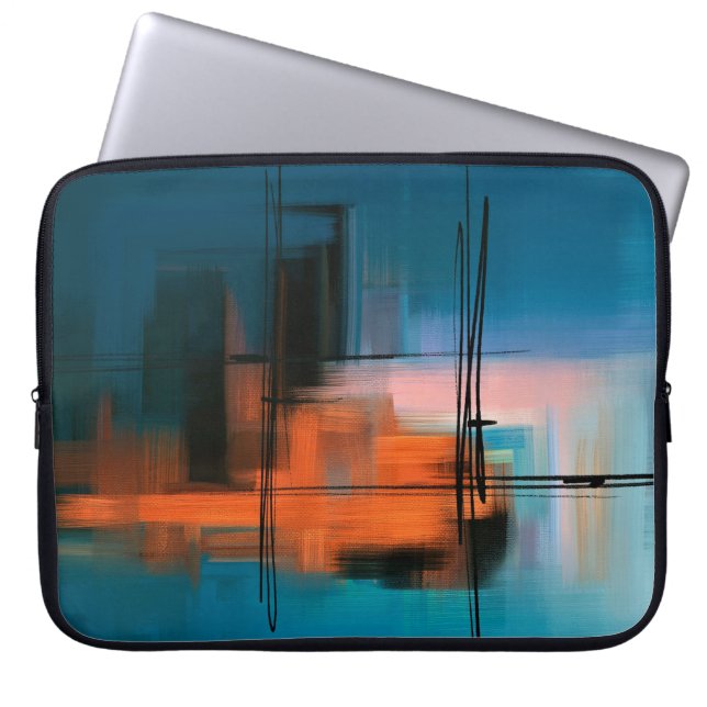 Kleurrijk abstract acrylschilderij. Surreal landsc Laptop Sleeve (Voorkant)